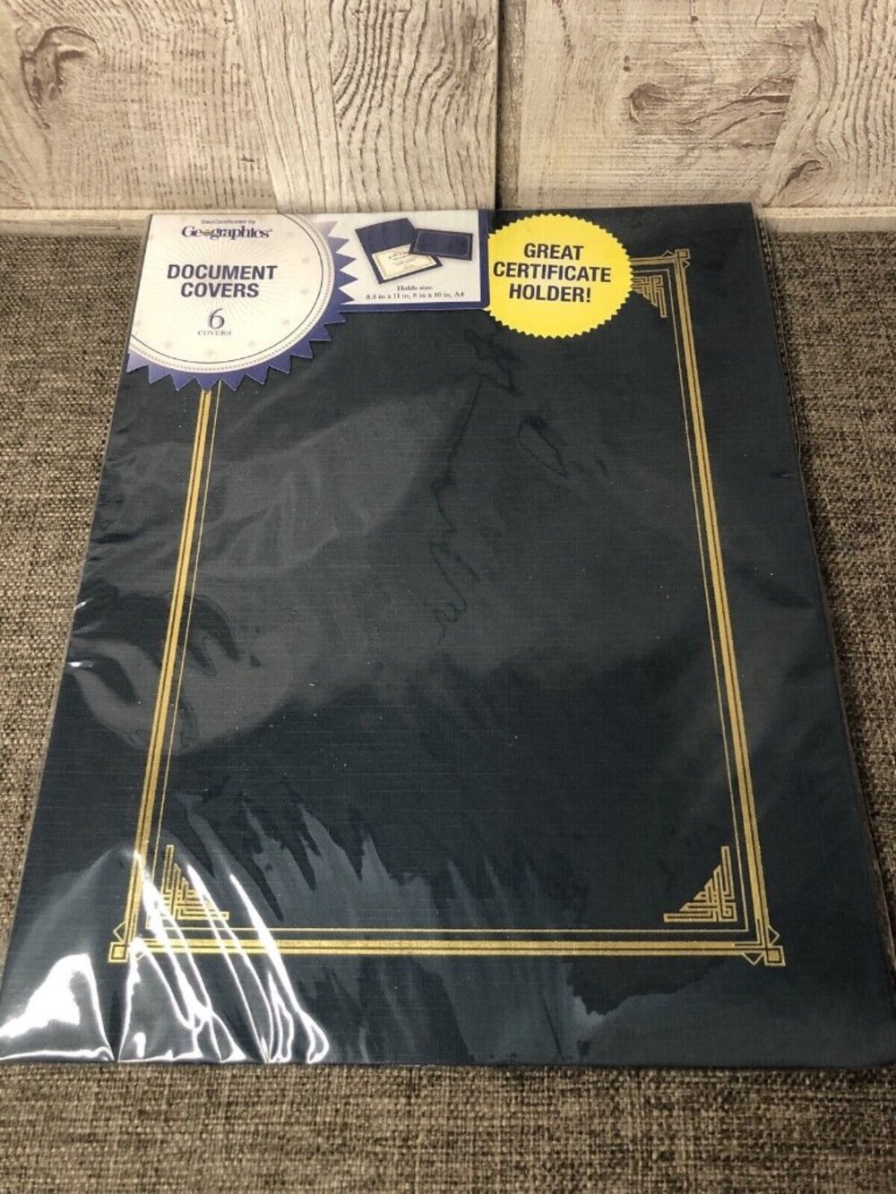 Geographics Document Certificate Navy Blue Gold Trim Covers iClick n Print 6 Pk